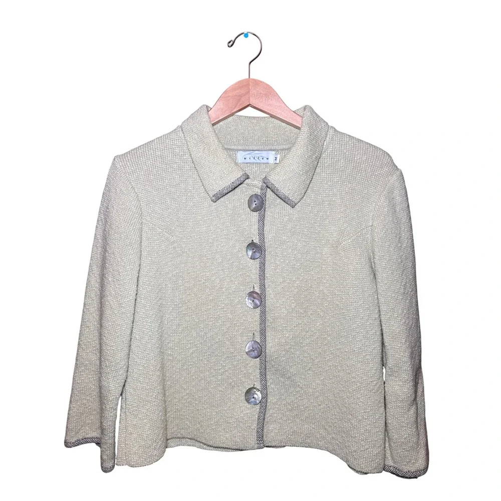 Willow Womens Sage Green 100% Cotton Knit Button Cardigan Jacket Size M